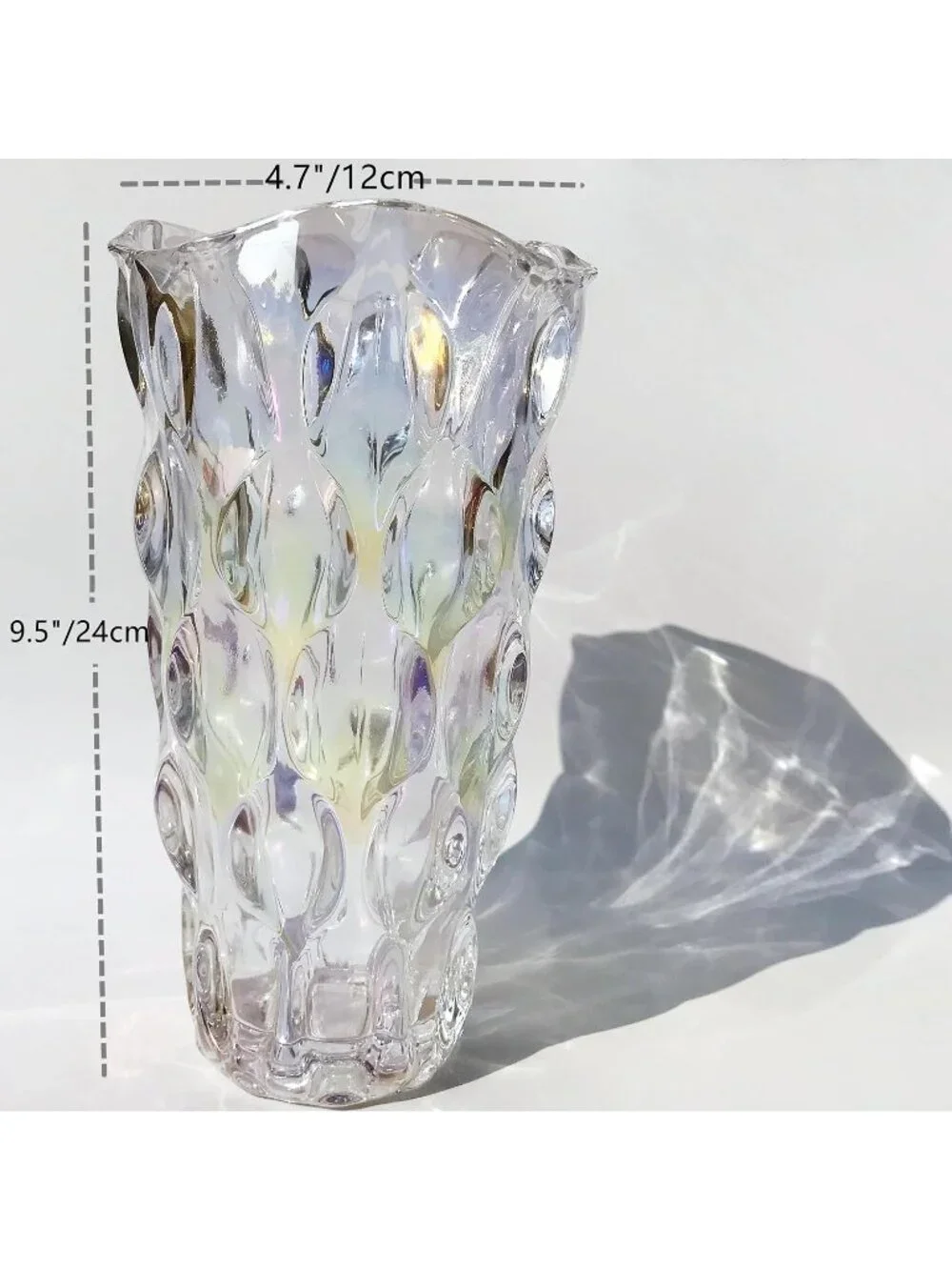 9.5 Inch Sparkle Heavy Glass Flower Vase Bohemian Style Centerpieces Home Deco